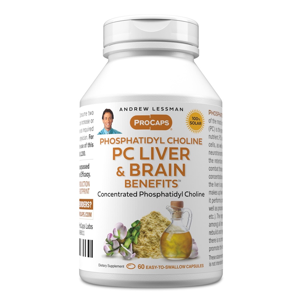 ANDREW LSSMAN PC Lever og hjerne fordele 60 Softgels - Phosphatidyl Cholin, Mest vigtige bygning blok for sunde lever og hjerne struktur, funktion. Ingen tilsætningsstoffer. Let at sluge Softels