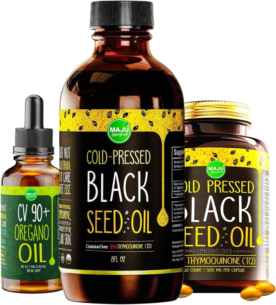 Maju Superfoods Black Seed Oil og Oregano Bundle