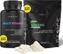 Livinggood Daily Heart Valve Support Bundle - Multivitaminer / Multimineraler Plus Grønne Pulver til en Well- Balanceret & komplet Nutritional Support - Heart Health Kosttilskud