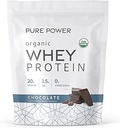 Dr. Mercola Pure Power Organic Whey Protein - 20 g Protein - Understøtter muskelvækst & energi - Græs- Fed Whey koncentrat - 15 Servere (20.60 oz) - Chokolade