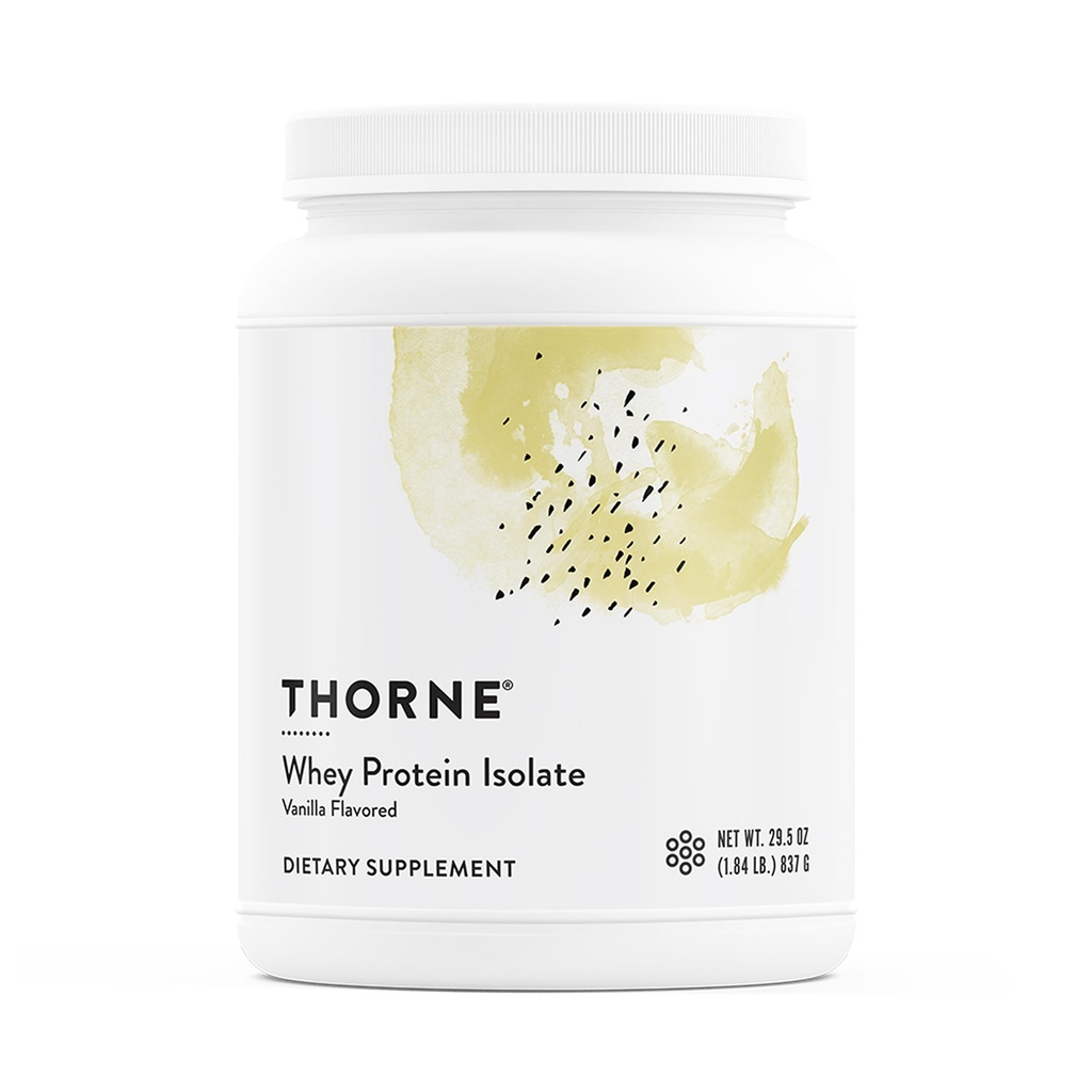 THORNE - Whey Protein Isolate - 21 Bedste af Easy- to- Digest Whey Protein Powder - NSF Certified for Sport - Vanilla - 29.5 Ounces - 30 Servere