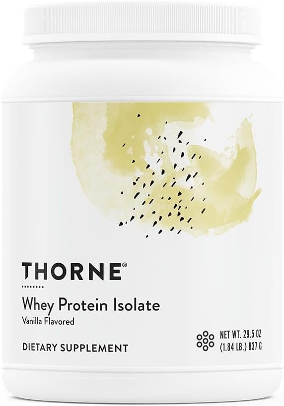 THORNE - Whey Protein Isolate - 21 Bedste af Easy- to- Digest Whey Protein Powder - NSF Certified for Sport - Vanilla - 29.5 Ounces - 30 Servere