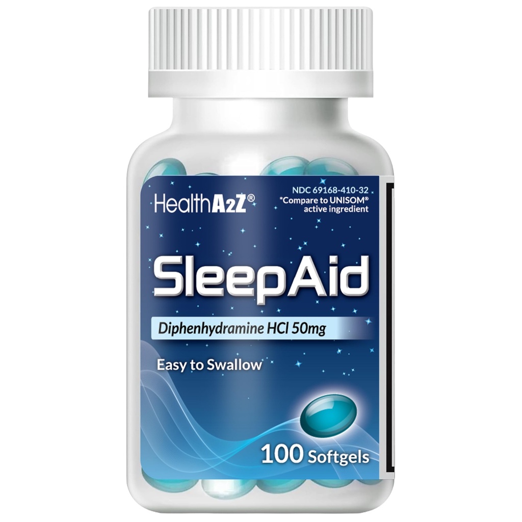 HealthA2Z Sleep Aid, Diphenhydramin Softels, 50mg, Understøtter Deeper, Resistful Sleeping, Ikke Habitatdannelse (100 Counts)