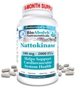 Bio Absorb Nattokinase Supplement. 100 mg, 2000 FU. 6 - Måned Supply. Non- GMO Natto Extract Enzyme (180 Veggie Caps)