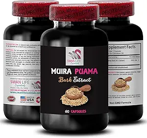 Natural Energy Boost - Muira PUAMA BARK Extract - Botanisk Brændstof Kilde, Naturlig Resiliens Support, Active Lifestyle Support, Mindful Boost, Nature Power Surge, Active 1 Flaske 60 Kapsler