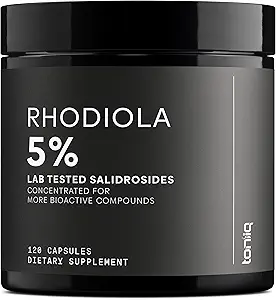 Toniiq Triple- Strength 600mg Rhodiola Rosea - 120 Kapsler - 5% Salidrosid koncentreret ekstrakt - Meget renset og biotilgængelig