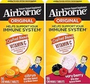 Airborne 1000mg C-vitamin tyggetabletter Citrus & Very Berry Flavor Bundle - immunsupporttillæg med zink og kraftfulde antioxidant vitaminer A C & E, (2x96ct flasker) *