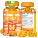 Magnesium Glycinate Gummies 600mg, Chewable Sugar Free Potassium Magnesium Gummies with Magnesium Glycinate, Vitamin D, B6 and CoQ10 for Sleep, Relaxation, Brain & Muscle, 120 Count