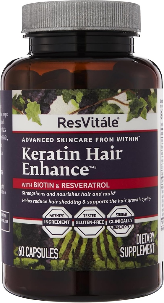 ResVitale Keratin hårforbedring - Keratin supplement til hårvækst - 60 kapsler