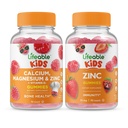 Lifeable Calcium Magnesium & Zink Kids + Zink Kids, Gummies Bundle - Great Tasting, Vitamin Supplement, Gluten fri, GMO fri, Chewable Gummy