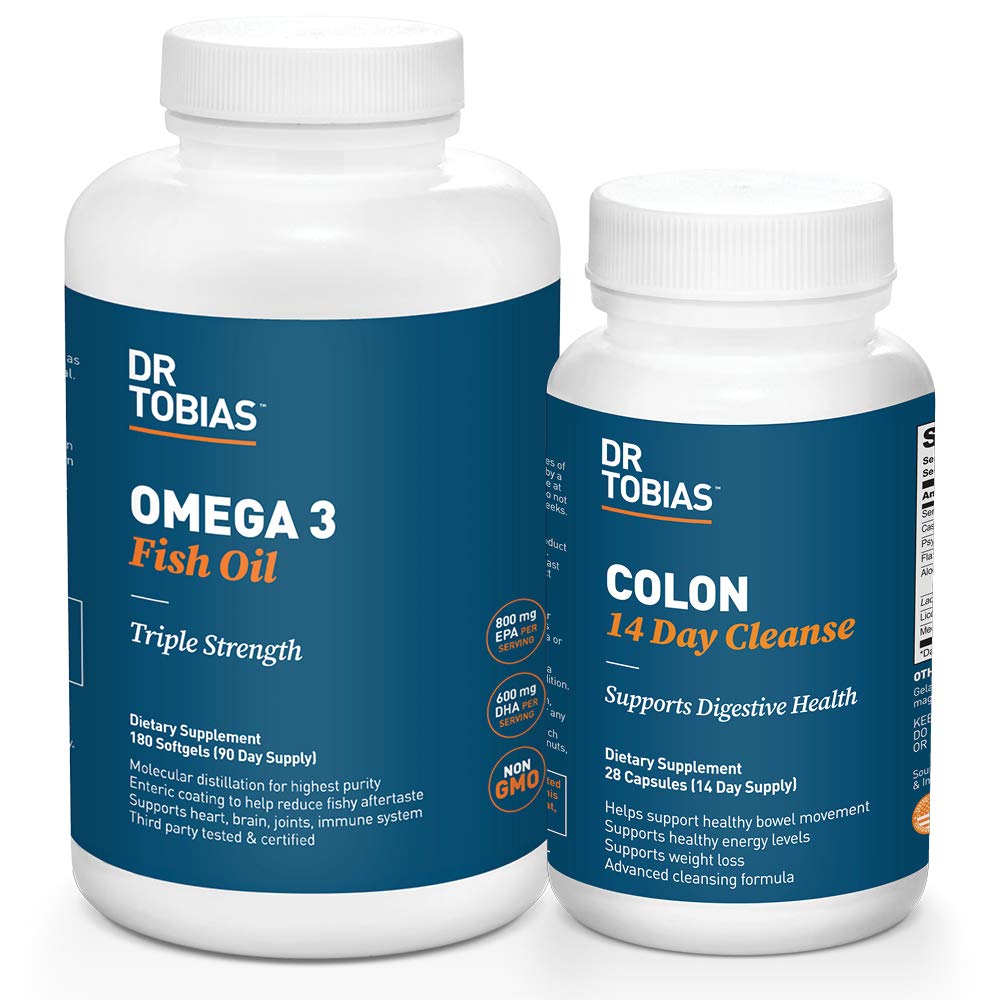 Dr. Tobias Omega 3 Fish Oil and Colon 14 Day Cleanse for forbedret fordøjelse og samlet sundhed