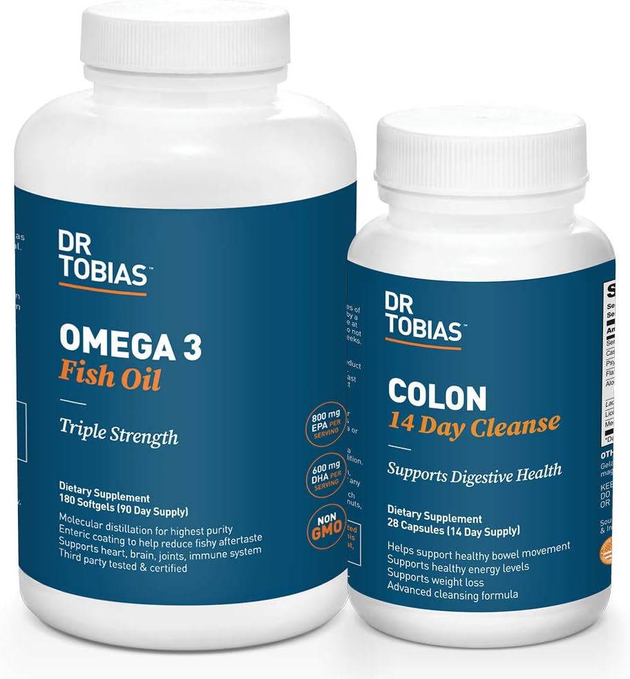 Dr. Tobias Omega 3 Fish Oil and Colon 14 Day Cleanse for forbedret fordøjelse og samlet sundhed
