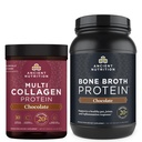 Ancient Nutrition Multi Collagen Protein Powder, Chokolade, 40 Servere + Bone Broth Protein Powder, Chokolade, 40 Servere