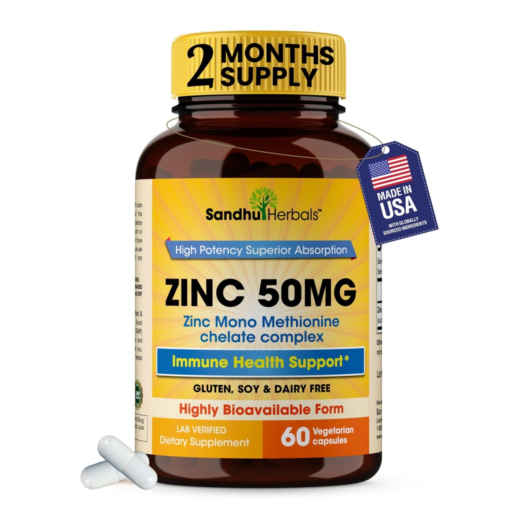 Sandhu Herbals Zink 50mg tillæg til mænd og kvinder
