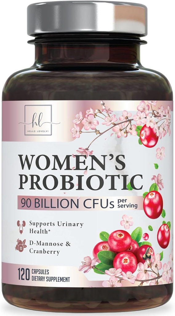 Probiotika til kvinder fordøjelsesstøtte - 90 Millioner CFU Kvinder Probiotika, 16 Strops, Tranebær, Vaginal Probiotika med Prebiotika, PH, Immunsystemet, Urinary, & Feminin Health Support, 120 Kapsler