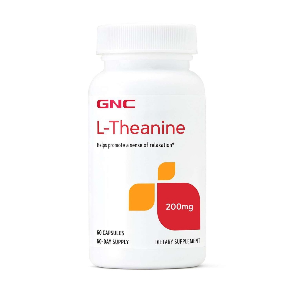 GNC L- Theanine 200mg, Promoces relaxation, 60 kapsler
