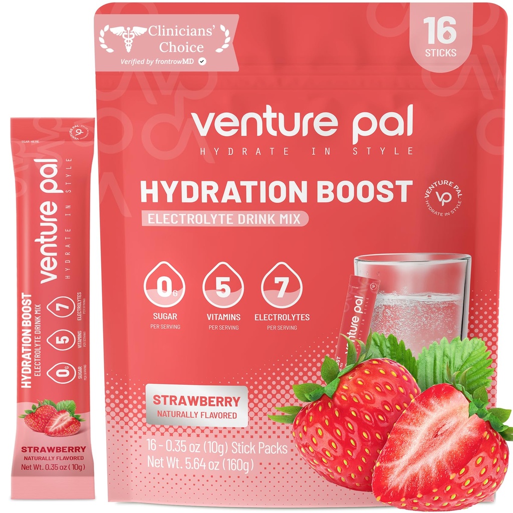 Venture Pal Sugar Free Electrolyte Powder Packets - Flydende Daily IV Drink Mix for Rapid Hydration & Party Recovery