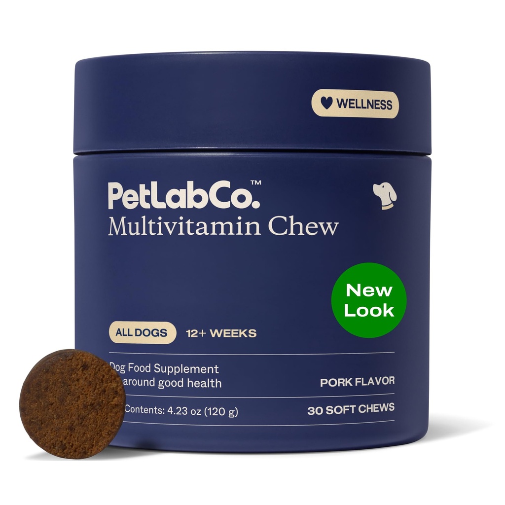 PetLab Co. 22 i 1 hund Multivitamin - Support Hundens immunforsvar, Hud, Coat, Joints & Samlet Sundhed - Vitamin A, E, D, B12, Mineraler, Antioxidanter - Chewable Pork Flavor - Packaging May Vary