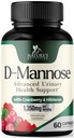 D- Mannose Supplement 1.350 mg med Cranberry & Hibiscus - Effektiv hurtig-fungerende, Flush Urenheder for naturlige Blogen, Urinary Tract Health Support, for kvinder og mænd, non-GMO, Vegan, 60 Kapsler