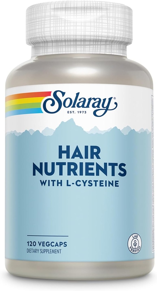 SOLARAY hår næringsstoffer med L- Cysteine - Hår vitaminer med biotin til hårvækst støtte - Hår hud og negle Vitaminer for kvinder og mænd - Lab Verified, 60- dag garanti - 60 Servering, 120 VegCaps