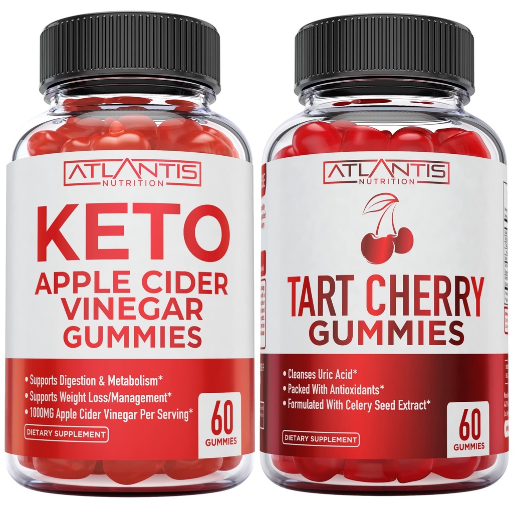 60 Keto Apple Cider Vincious Gummies Advanced Weight Loss + 60 Tart Cherry Gummies med Selleri Seed Extract