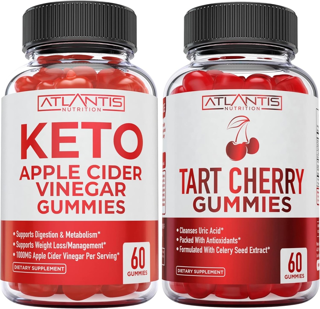 60 Keto Apple Cider Vincious Gummies Advanced Weight Loss + 60 Tart Cherry Gummies med Selleri Seed Extract