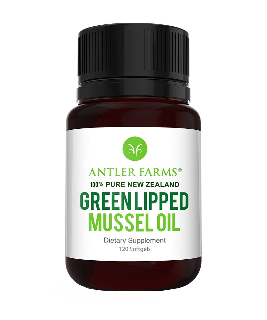 Antler Farms - 100% Pure New Zealand Green Lipped Mussel Oil, Equiv. til 12,500mg, 120 Softels - Kraftfuld 125: 1 Uddrag, 2 Måned Supply