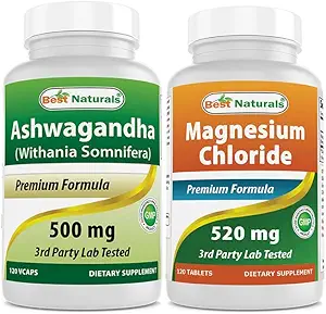 Bedste Naturals Ashwagandha Extract 500 Mg & Magnesiumchlorid 520 mg