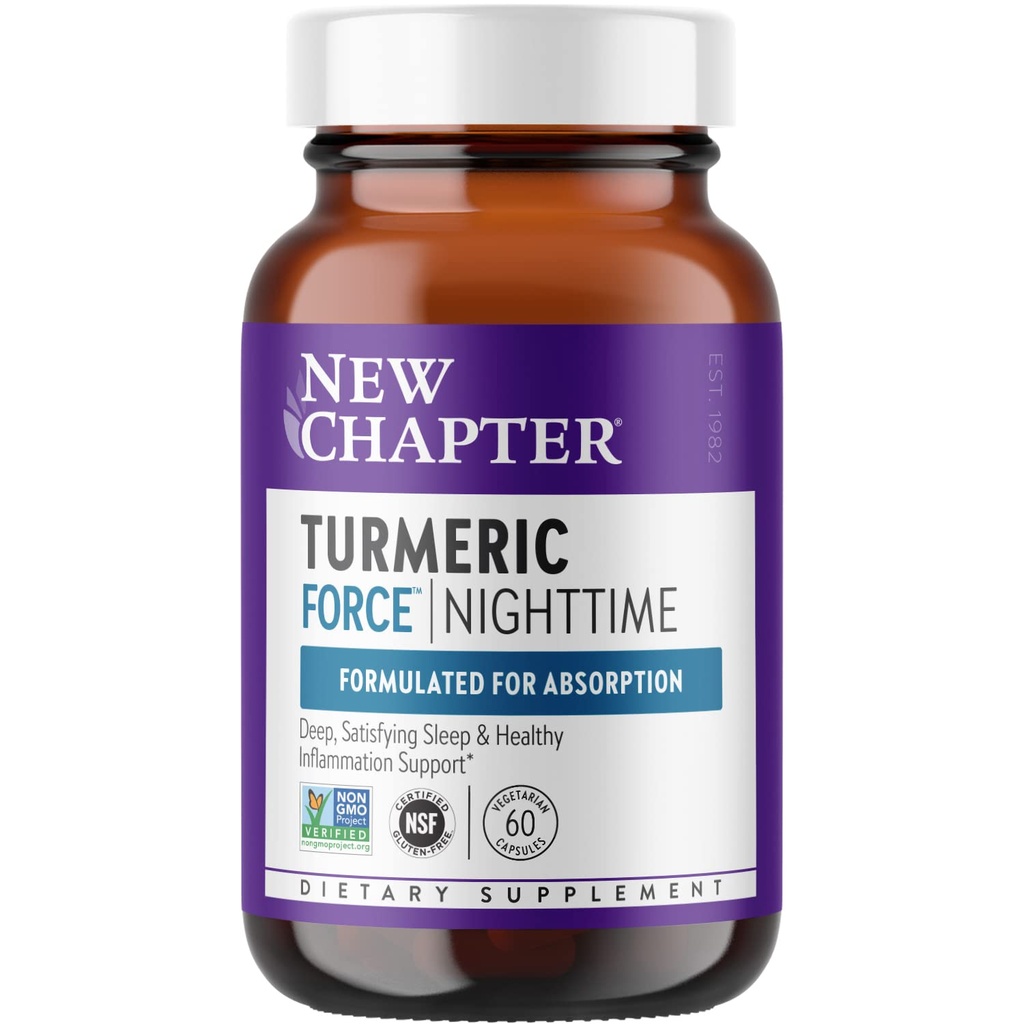 Nyt kapitel Gurkemeje supplement + dvalehjælp - Gurkemeje kraft Nattetid for dvalestøtte med Valerian Root + Ginger + NO Black Pepper påkrævet + non- GMO ingredienser - 60 Vegetarisk Capsule