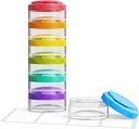 AUVON Stackable Pill Organizer til fleksibel brug, Ekstra Stor Ugentlig Pill sag med effektiv påfyldning Design, Farverige Pill Box 7 Dag nem at spore, Pill Container til Medicin, Vitaminer, Fiskeolier