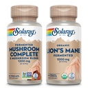 SOLARAY Mushroom Complete og Lions Mane Mushrooms Bundle - 8 Mushroom Supplement Plus Organic Lions Mane - Gæret for forbedret absorption og hele kroppen wellness, 60- dag garanti, 60 VegCaps Ea.