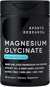 Sports Research ® Magnesium Glycinat - Suits Restainful Sleep & Enzymatiske Processer - 160 mg Chelated Magnesium - Liquid Softgel - 120 Tæl