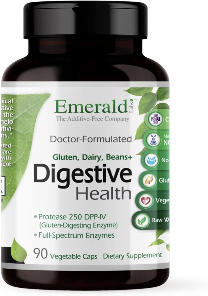 EMERALD LABS Digestive Health - Digestive Aid with Probiotics & Digestive Enzymes - Supports Gut Health & Constipation - Vegetarian, Gluten-Free - 90 Vegetable Capsules (30-Day Supply)