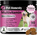 Hund Multivitamin Max Strength - 15 i 1 Vitaminer for sundhed & hjerte - Essentials Fish Oil, Glucosamin, Probiotika, Omega Fish Oil - Multivitaminer Kosttilskud til hud og Coat