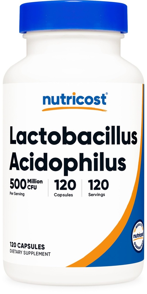 Nutricost Lactobacillus Acidophilus 500 Million CFU Per Serving (120 kapsler)