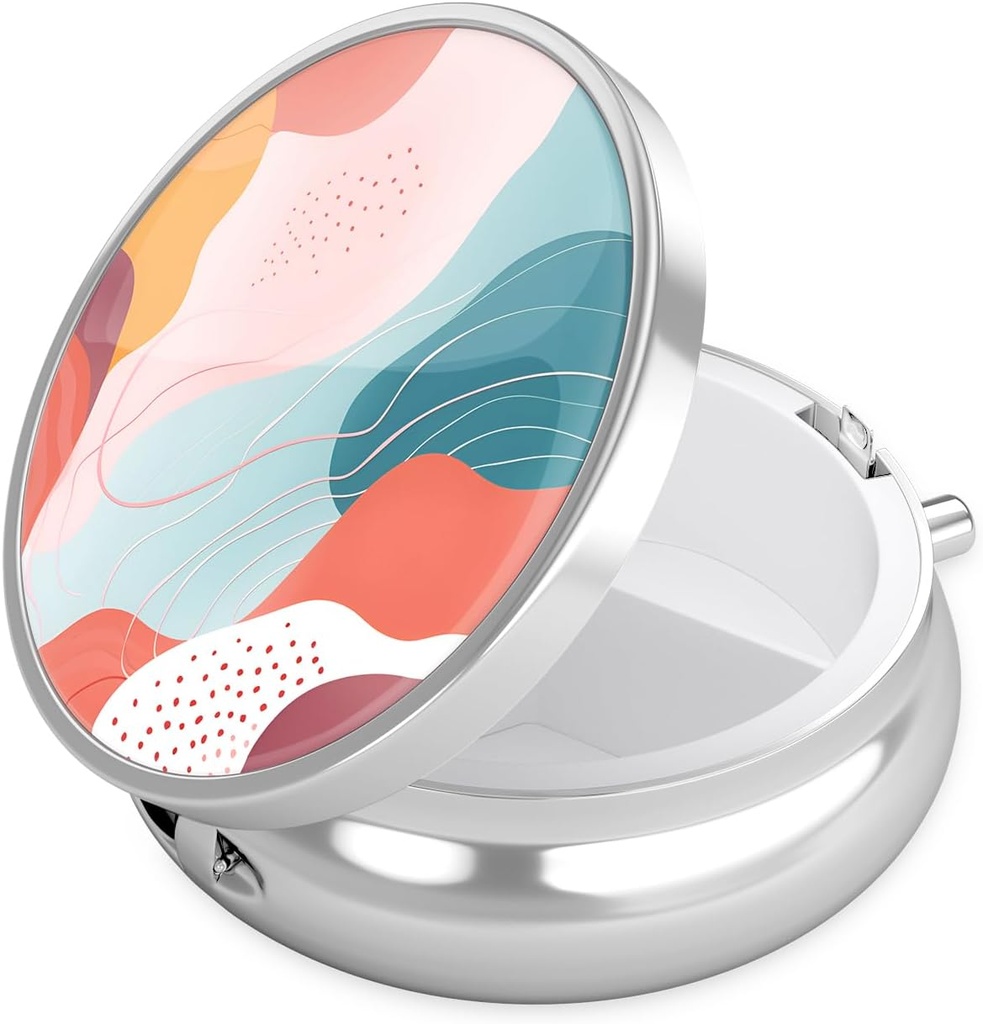 Nipichsha Pill Box, Lille Pill sag for purse & Pocket, Cute Travel Medicine Organizer, Portable Medicine Container Holder til at holde vitaminer, Medicin, Fish Oil & Supplement, A03- Art Style Mønster