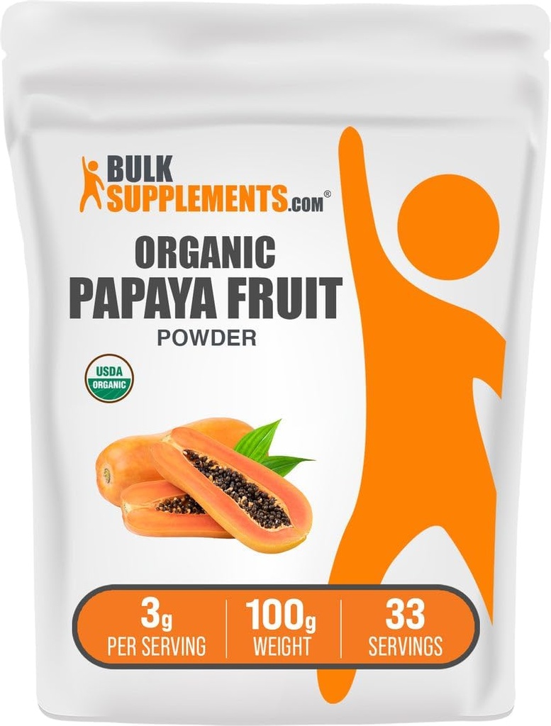 Bulkaddiments.com Organic Papaya Fruit Powder - Aromatisering Powder, Sourced from Carica Papaya Fruit - Gluten Free, 3g per Serving, 100g (3,5 oz) (Pack of 1)