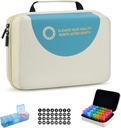 Drop-Proof Månedlig Pill Organizer 3 gange om dagen, 30 dages rejse Pill Box Organizer med 32 daglige afdelinger, Medicin Organizer Box for Vitamin, Fish Oil, tillæg (Beige)