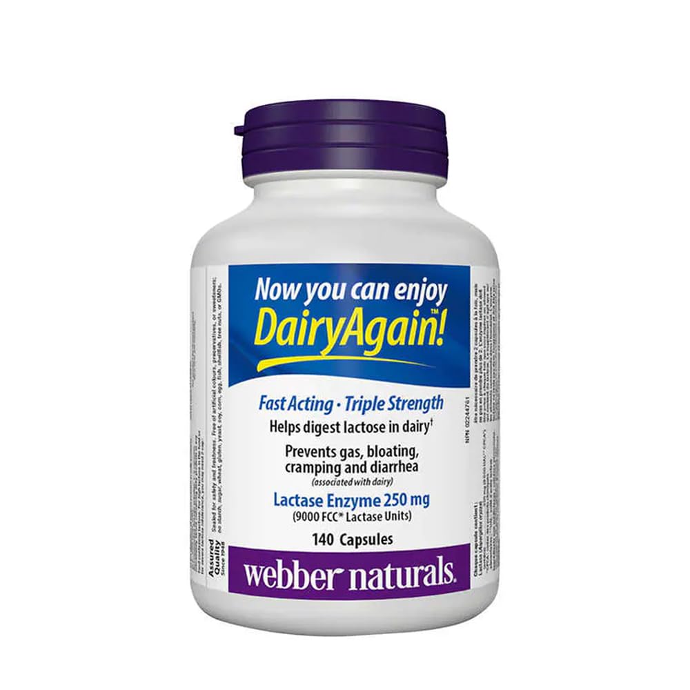 Webber Naturals Lactase Enzyme Extra Styrke 140 Kapsler