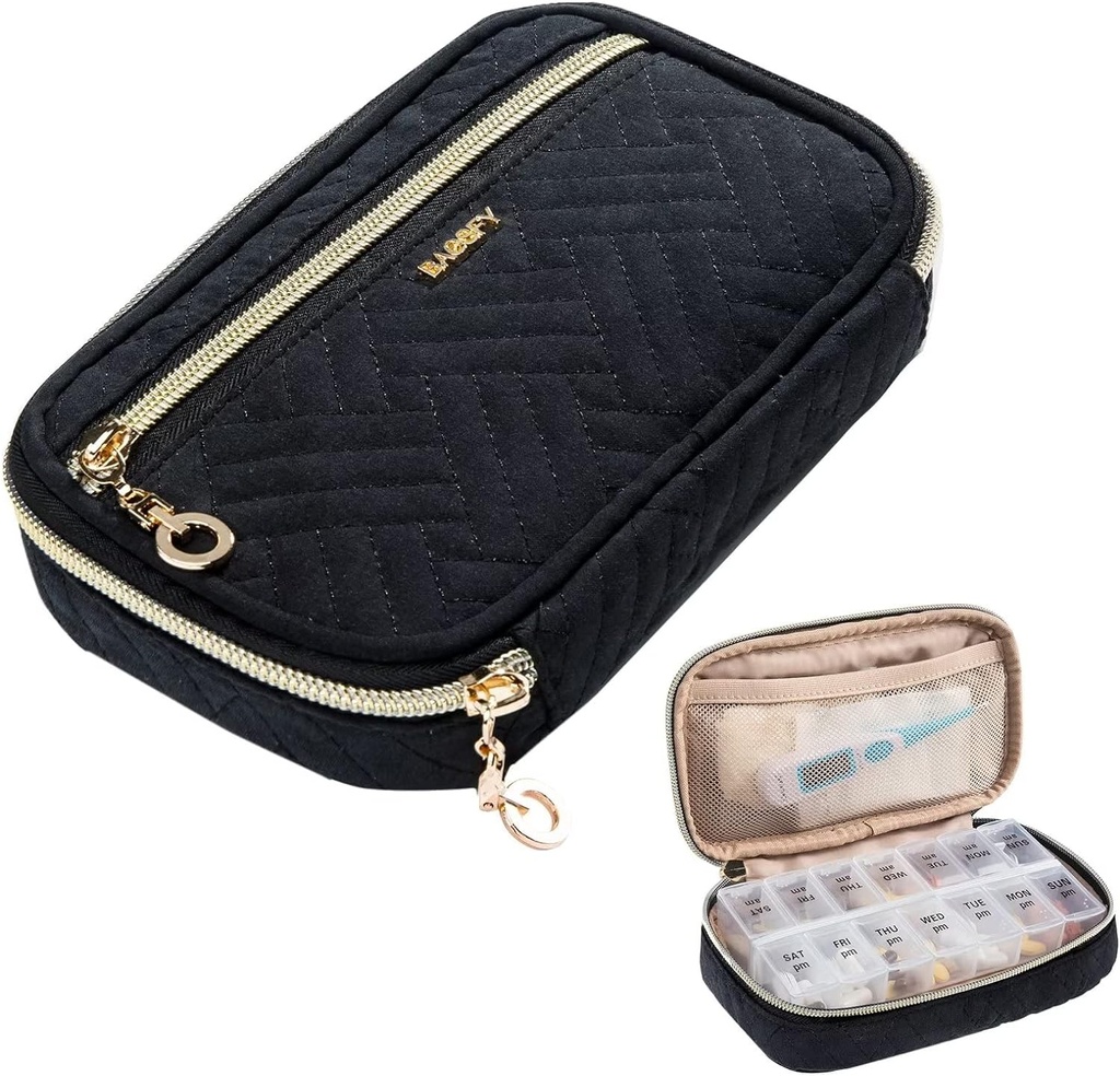 BAGSFY Pill Organizer sag 2 gange en Day- Ugentlig Medicin Travel Pill Box med flytbar 7 dages medicin sag Container for Fish Oil, Vitamin, tillæg
