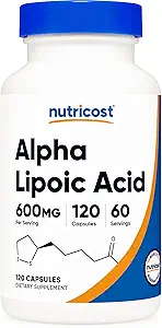 Nutricost Alpha Lipoic Acid 600mg Per Serving 120 Kapsler, 60 Servering - Plantebaserede Caps, Non- GMO