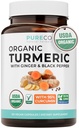 Økologisk gurkemeje Ginger Black Pepper Supplement - Høj potens Økologisk gurkemeje Curcumin Kapsler med Ginger & Sort Pepper for Forbedret Fordele og Absorption - Vegan & Non- GMO (2 Måned Supply)