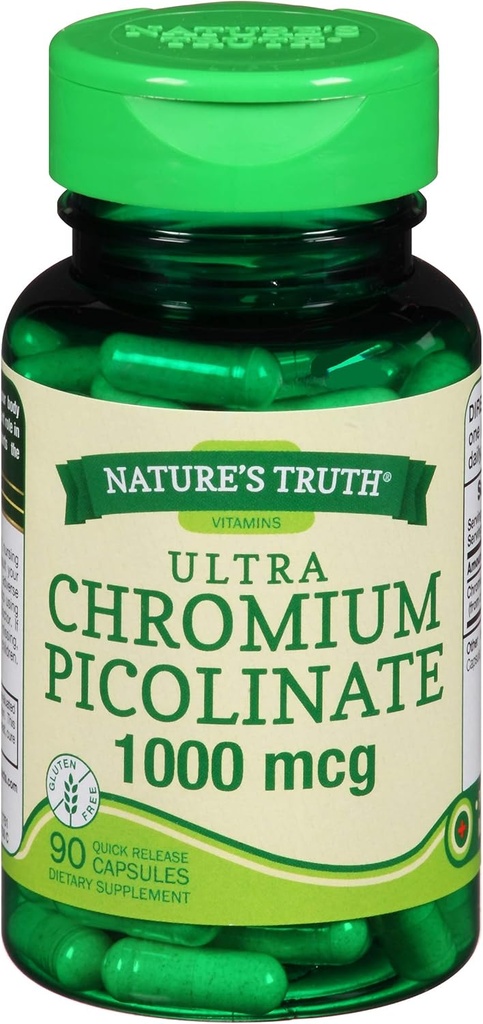 Naturens sandhed Ultra Chrom Picolinate 1000 mcg Quick Release kapsler - 90 ct, pakke med 2