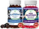 Lunakai Adult Elderberry and Kids Melatonin Gummies Bundle - Immunstøtte med zink og C-vitamin til voksne og børn - non-GMO, Vegan, Gluten Free Natural Sleep Gummy