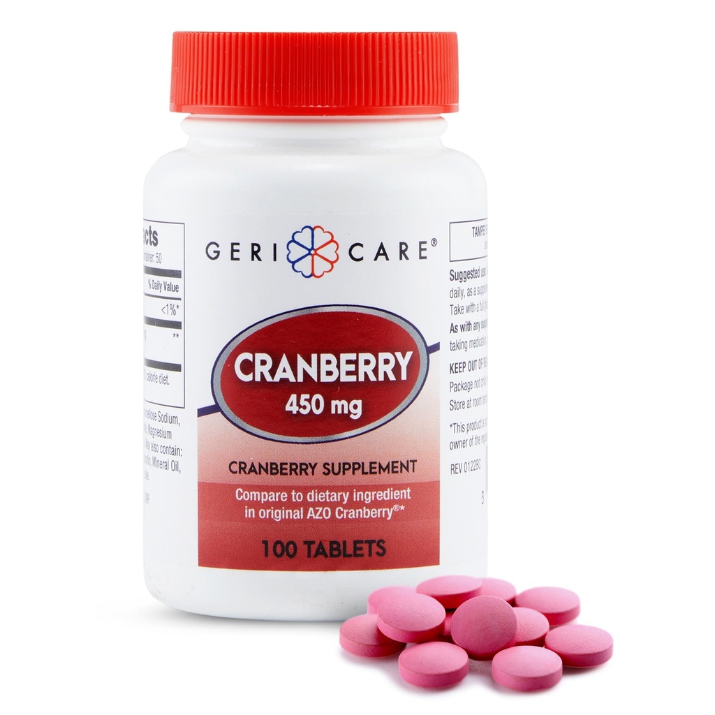 Høj- potens Cranberry supplement af GeriCare- 450mg Pure Cranberry tabletter til Urinary Tract Health- Natural UTI Prevention For Mænd & Women- GMO, Gluten & Dairy Free Cranberry koncentrat [100 Greve]
