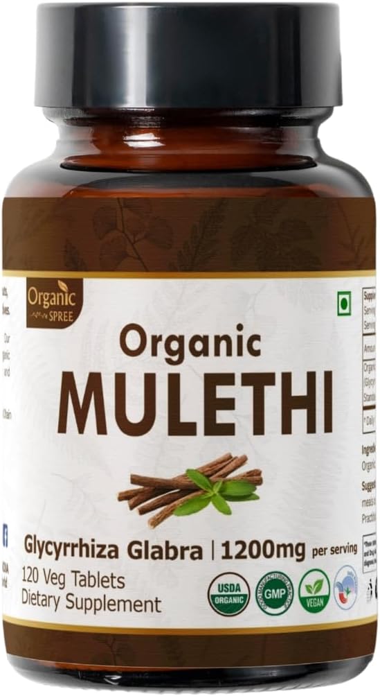 Mulethi 120 Tablets - USDA Organic Licorice Root - Understøtter fordøjelsessygdomme og immunitet *