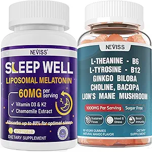 NEVISS L- Tyrosine Gummies & Melatonin 60mg til voksne Bundle