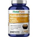 NusaPure Nattokinase 4000 FU 800mg, 200 Veggie Kapsler (Vegan, Non- GMO)