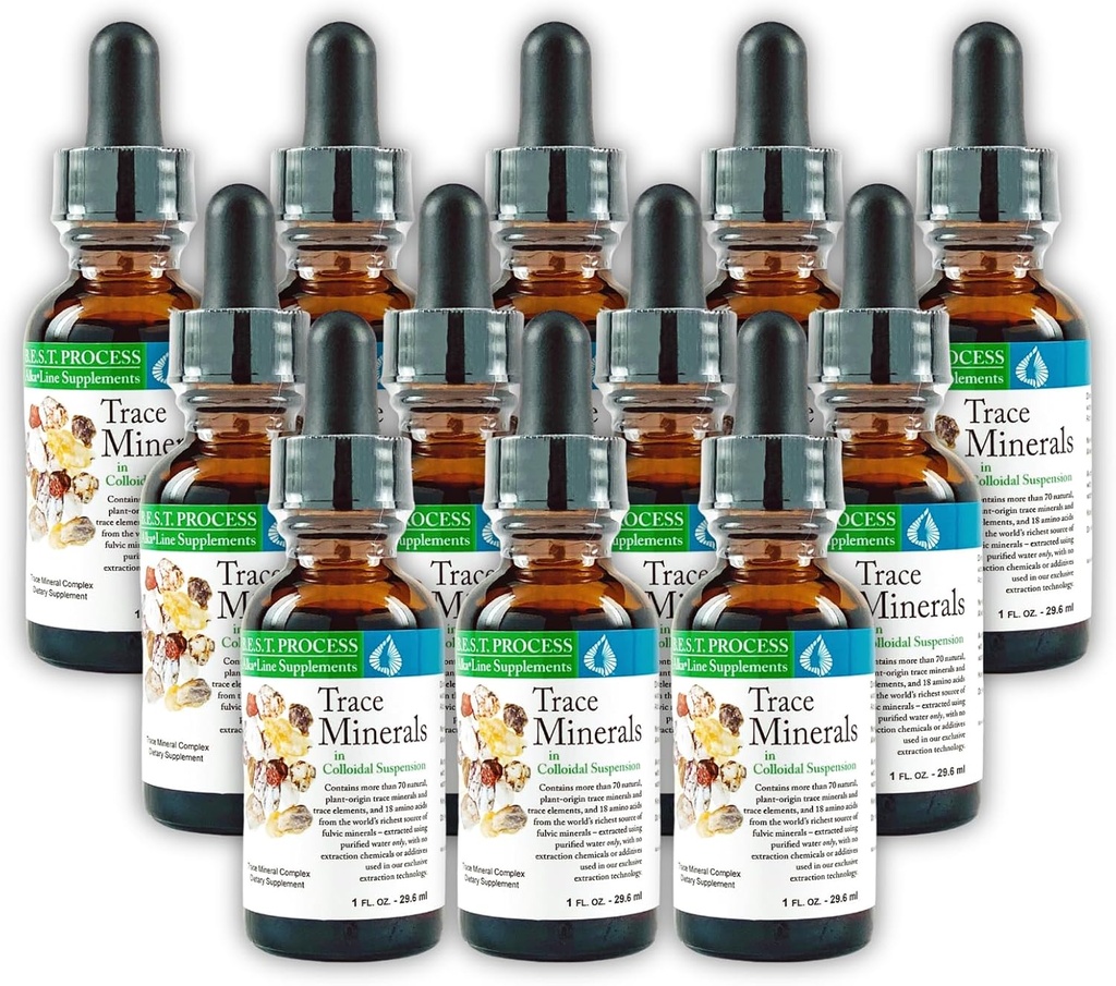 Morter Trace Minerals in Colloidal Suspension (12 Pack) Mort HealthSystem Best Process Alkaline - Nutrient Dense Trace Elements, Fulvic Minerals & Amino Acid