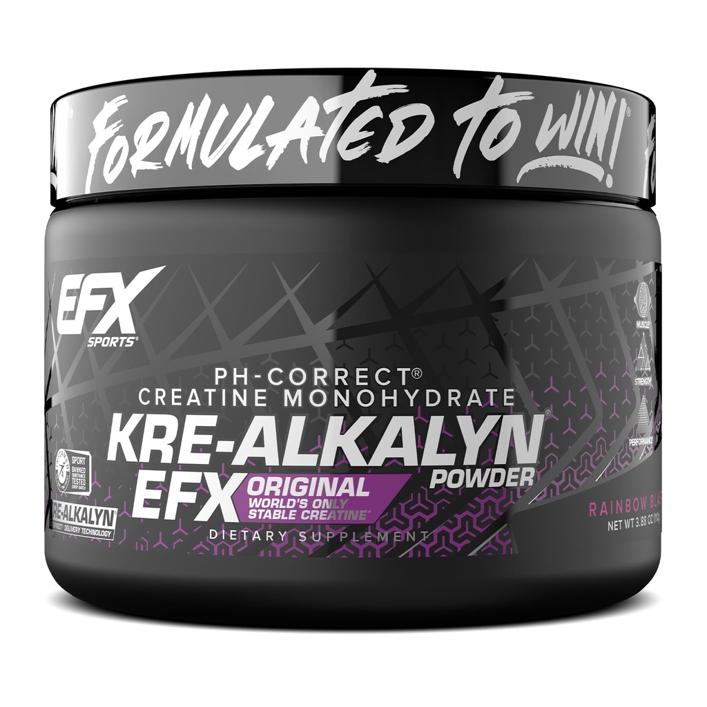 EFX Sports Kre- Alkalyn EFX Powder ttesmå 124; pH Korrekt Creatin Monohydrat Powder Supplement 124; Styrke, Muscle Growth & Performance ttesmå 124; 55 Servere (Rainbow Blast)